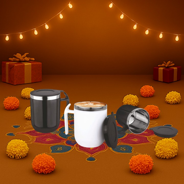 Double SS wall Coffee mug with Pointy handle