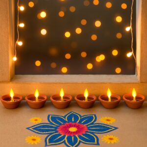 LED light diya Set of 6 - Water sensor auto light up