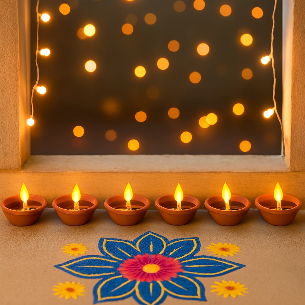 LED light diya Set of 6 - Water sensor auto light up